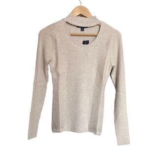 INC International Concepts Cream Ribbed Cut Out Sweater NWT